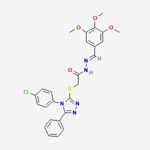 2-{[4-(4-chlorophenyl)-5-phenyl-4H-1,2,4-triazol-3-yl]sulfanyl}-N'-[(E)-(3,4,5-trimethoxyphenyl)methylidene]acetohydrazide