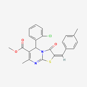 molecular formula C23H19ClN2O3S B11679069 methyl (2E)-5-(2-chlorophenyl)-7-methyl-2-(4-methylbenzylidene)-3-oxo-2,3-dihydro-5H-[1,3]thiazolo[3,2-a]pyrimidine-6-carboxylate 