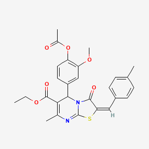 ethyl (2E)-5-[4-(acetyloxy)-3-methoxyphenyl]-7-methyl-2-(4-methylbenzylidene)-3-oxo-2,3-dihydro-5H-[1,3]thiazolo[3,2-a]pyrimidine-6-carboxylate