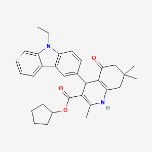 cyclopentyl 4-(9-ethyl-9H-carbazol-3-yl)-2,7,7-trimethyl-5-oxo-1,4,5,6,7,8-hexahydroquinoline-3-carboxylate