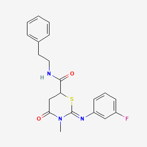 (2Z)-2-[(3-fluorophenyl)imino]-3-methyl-4-oxo-N-(2-phenylethyl)-1,3-thiazinane-6-carboxamide