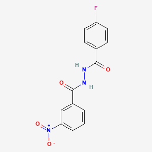 molecular formula C14H10FN3O4 B11679093 Hydrazine, N-(4-fluorobenzoyl)-N'-(3-nitrobenzoyl)- 