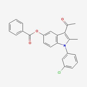 molecular formula C24H18ClNO3 B11679112 3-acetyl-1-(3-chlorophenyl)-2-methyl-1H-indol-5-yl benzoate 