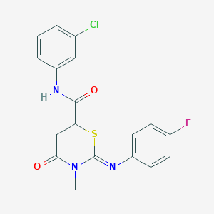 molecular formula C18H15ClFN3O2S B11679124 (2E)-N-(3-chlorophenyl)-2-[(4-fluorophenyl)imino]-3-methyl-4-oxo-1,3-thiazinane-6-carboxamide 