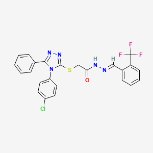 molecular formula C24H17ClF3N5OS B11679126 2-{[4-(4-Chlorophenyl)-5-phenyl-4H-1,2,4-triazol-3-YL]sulfanyl}-N'-[(E)-[2-(trifluoromethyl)phenyl]methylidene]acetohydrazide 