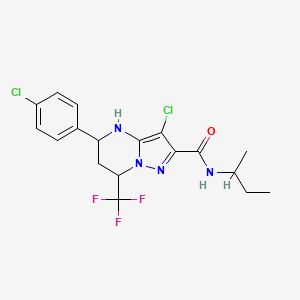 molecular formula C18H19Cl2F3N4O B11679131 N-(butan-2-yl)-3-chloro-5-(4-chlorophenyl)-7-(trifluoromethyl)-4,5,6,7-tetrahydropyrazolo[1,5-a]pyrimidine-2-carboxamide 