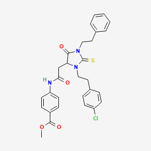 Methyl 4-[({3-[2-(4-chlorophenyl)ethyl]-5-oxo-1-(2-phenylethyl)-2-thioxoimidazolidin-4-yl}acetyl)amino]benzoate