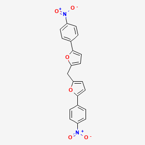 molecular formula C21H14N2O6 B11679168 2-(4-Nitrophenyl)-5-{[5-(4-nitrophenyl)furan-2-YL]methyl}furan 