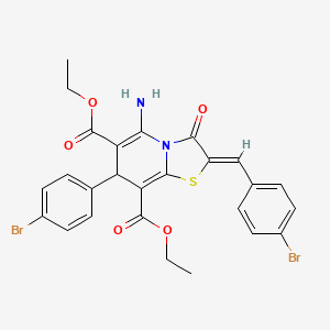 molecular formula C26H22Br2N2O5S B11679181 diethyl (2Z)-5-amino-2-(4-bromobenzylidene)-7-(4-bromophenyl)-3-oxo-2,3-dihydro-7H-[1,3]thiazolo[3,2-a]pyridine-6,8-dicarboxylate 