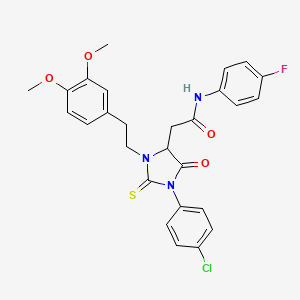 2-{1-(4-chlorophenyl)-3-[2-(3,4-dimethoxyphenyl)ethyl]-5-oxo-2-thioxoimidazolidin-4-yl}-N-(4-fluorophenyl)acetamide