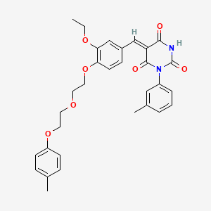 molecular formula C31H32N2O7 B11679195 (5Z)-5-(3-ethoxy-4-{2-[2-(4-methylphenoxy)ethoxy]ethoxy}benzylidene)-1-(3-methylphenyl)pyrimidine-2,4,6(1H,3H,5H)-trione 