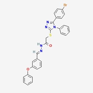 molecular formula C29H22BrN5O2S B11679207 2-{[5-(4-bromophenyl)-4-phenyl-4H-1,2,4-triazol-3-yl]sulfanyl}-N'-[(E)-(3-phenoxyphenyl)methylidene]acetohydrazide CAS No. 303103-55-1