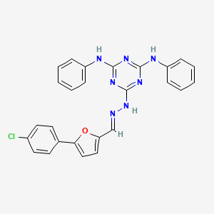 6-[(2E)-2-{[5-(4-chlorophenyl)furan-2-yl]methylidene}hydrazinyl]-N,N'-diphenyl-1,3,5-triazine-2,4-diamine