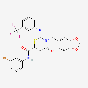 (2Z)-3-(1,3-benzodioxol-5-ylmethyl)-N-(3-bromophenyl)-4-oxo-2-{[3-(trifluoromethyl)phenyl]imino}-1,3-thiazinane-6-carboxamide