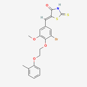 molecular formula C20H18BrNO4S2 B11679251 (5Z)-5-{3-bromo-5-methoxy-4-[2-(2-methylphenoxy)ethoxy]benzylidene}-2-thioxo-1,3-thiazolidin-4-one 