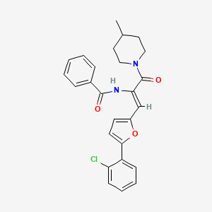 molecular formula C26H25ClN2O3 B11679299 N-[(1Z)-1-[5-(2-chlorophenyl)furan-2-yl]-3-(4-methylpiperidin-1-yl)-3-oxoprop-1-en-2-yl]benzamide 