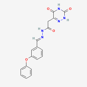 molecular formula C18H15N5O4 B11679304 2-(3,5-dioxo-2,3,4,5-tetrahydro-1,2,4-triazin-6-yl)-N'-[(E)-(3-phenoxyphenyl)methylidene]acetohydrazide 