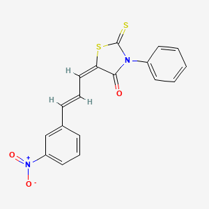 molecular formula C18H12N2O3S2 B11679373 (5E)-5-[(2E)-3-(3-nitrophenyl)prop-2-en-1-ylidene]-3-phenyl-2-thioxo-1,3-thiazolidin-4-one 