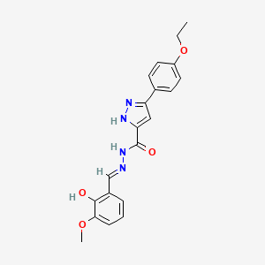 molecular formula C20H20N4O4 B11679380 3-(4-ethoxyphenyl)-N'-[(E)-(2-hydroxy-3-methoxyphenyl)methylidene]-1H-pyrazole-5-carbohydrazide 