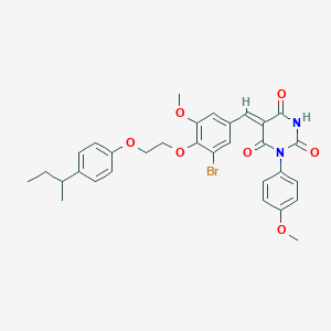 molecular formula C31H31BrN2O7 B11679393 (5Z)-5-(3-bromo-4-{2-[4-(butan-2-yl)phenoxy]ethoxy}-5-methoxybenzylidene)-1-(4-methoxyphenyl)pyrimidine-2,4,6(1H,3H,5H)-trione 