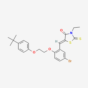 (5Z)-5-({5-Bromo-2-[2-(4-tert-butylphenoxy)ethoxy]phenyl}methylidene)-3-ethyl-2-sulfanylidene-1,3-thiazolidin-4-one