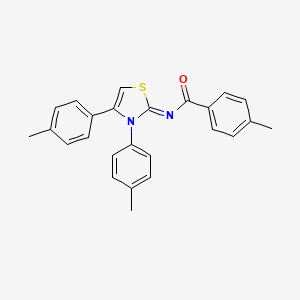 molecular formula C25H22N2OS B11679417 N-[(2Z)-3,4-bis(4-methylphenyl)-1,3-thiazol-2(3H)-ylidene]-4-methylbenzamide 