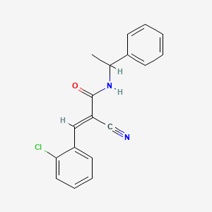 molecular formula C18H15ClN2O B11679457 (2E)-3-(2-chlorophenyl)-2-cyano-N-(1-phenylethyl)prop-2-enamide 