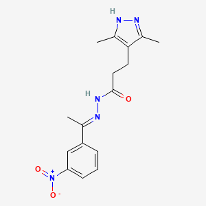 molecular formula C16H19N5O3 B11679467 3-(3,5-dimethyl-1H-pyrazol-4-yl)-N-[(Z)-1-(3-nitrophenyl)ethylideneamino]propanamide CAS No. 307321-69-3