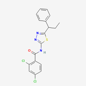 molecular formula C18H15Cl2N3OS B11679474 2,4-dichloro-N-[5-(1-phenylpropyl)-1,3,4-thiadiazol-2-yl]benzamide 