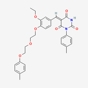 molecular formula C31H32N2O7 B11679485 (5Z)-5-(3-ethoxy-4-{2-[2-(4-methylphenoxy)ethoxy]ethoxy}benzylidene)-1-(4-methylphenyl)pyrimidine-2,4,6(1H,3H,5H)-trione 