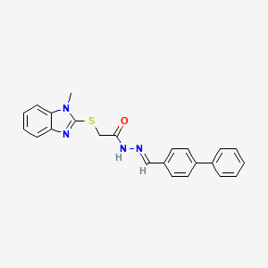 molecular formula C23H20N4OS B11679504 N'-[(E)-biphenyl-4-ylmethylidene]-2-[(1-methyl-1H-benzimidazol-2-yl)sulfanyl]acetohydrazide 