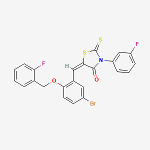 (5E)-5-({5-Bromo-2-[(2-fluorophenyl)methoxy]phenyl}methylidene)-3-(3-fluorophenyl)-2-sulfanylidene-1,3-thiazolidin-4-one