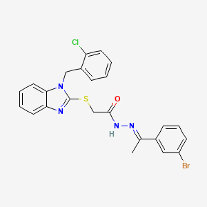 molecular formula C24H20BrClN4OS B11679558 N'-[(E)-1-(3-Bromophenyl)ethylidene]-2-{[1-(2-chlorobenzyl)-1H-benzimidazol-2-YL]sulfanyl}acetohydrazide 