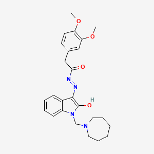 N'-[(3E)-1-(azepan-1-ylmethyl)-2-oxo-1,2-dihydro-3H-indol-3-ylidene]-2-(3,4-dimethoxyphenyl)acetohydrazide