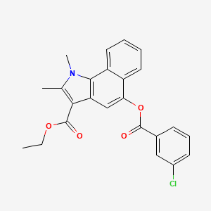 molecular formula C24H20ClNO4 B11679591 ethyl 5-{[(3-chlorophenyl)carbonyl]oxy}-1,2-dimethyl-1H-benzo[g]indole-3-carboxylate 