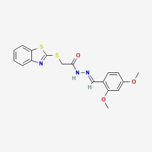 molecular formula C18H17N3O3S2 B11679598 2-(1,3-benzothiazol-2-ylsulfanyl)-N'-[(E)-(2,4-dimethoxyphenyl)methylidene]acetohydrazide 