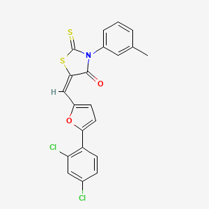 (5E)-5-{[5-(2,4-Dichlorophenyl)furan-2-YL]methylidene}-3-(3-methylphenyl)-2-sulfanylidene-1,3-thiazolidin-4-one