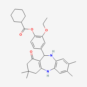 2-ethoxy-4-(3,3,7,8-tetramethyl-1-oxo-2,3,4,5,10,11-hexahydro-1H-dibenzo[b,e][1,4]diazepin-11-yl)phenyl cyclohexanecarboxylate