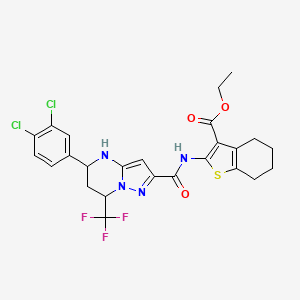 Ethyl 2-({[5-(3,4-dichlorophenyl)-7-(trifluoromethyl)-4,5,6,7-tetrahydropyrazolo[1,5-a]pyrimidin-2-yl]carbonyl}amino)-4,5,6,7-tetrahydro-1-benzothiophene-3-carboxylate