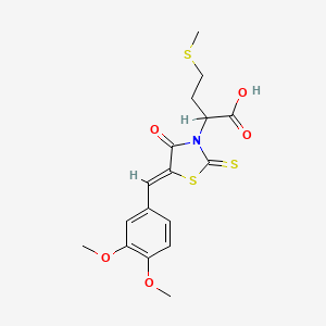 2-[5-(3,4-Dimethoxybenzylidene)-4-oxo-2-thioxo-1,3-thiazolidin-3-yl]-4-(methylsulfanyl)butanoic acid