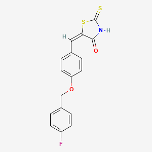 molecular formula C17H12FNO2S2 B11679678 (5E)-5-{4-[(4-fluorobenzyl)oxy]benzylidene}-2-thioxo-1,3-thiazolidin-4-one 