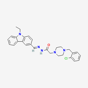 molecular formula C28H30ClN5O B11679683 2-[4-(2-chlorobenzyl)piperazin-1-yl]-N'-[(E)-(9-ethyl-9H-carbazol-3-yl)methylidene]acetohydrazide 