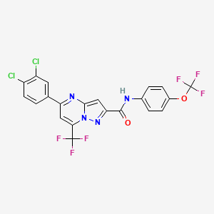 molecular formula C21H10Cl2F6N4O2 B11679693 5-(3,4-dichlorophenyl)-N-[4-(trifluoromethoxy)phenyl]-7-(trifluoromethyl)pyrazolo[1,5-a]pyrimidine-2-carboxamide 