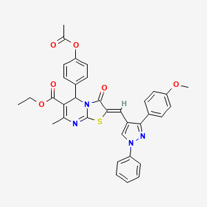 ethyl (2Z)-5-[4-(acetyloxy)phenyl]-2-{[3-(4-methoxyphenyl)-1-phenyl-1H-pyrazol-4-yl]methylidene}-7-methyl-3-oxo-2,3-dihydro-5H-[1,3]thiazolo[3,2-a]pyrimidine-6-carboxylate