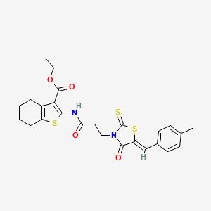 ethyl 2-({3-[(5Z)-5-(4-methylbenzylidene)-4-oxo-2-thioxo-1,3-thiazolidin-3-yl]propanoyl}amino)-4,5,6,7-tetrahydro-1-benzothiophene-3-carboxylate