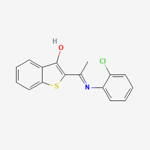 molecular formula C16H12ClNOS B11679761 (2E)-2-{1-[(2-chlorophenyl)amino]ethylidene}-1-benzothiophen-3(2H)-one 