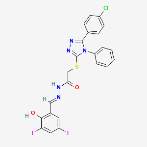 2-{[5-(4-Chlorophenyl)-4-phenyl-4H-1,2,4-triazol-3-YL]sulfanyl}-N'-[(E)-(2-hydroxy-3,5-diiodophenyl)methylidene]acetohydrazide