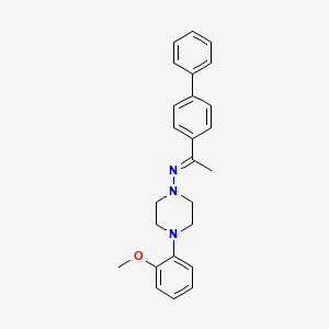 molecular formula C25H27N3O B11679797 N-[(1E)-1-(biphenyl-4-yl)ethylidene]-4-(2-methoxyphenyl)piperazin-1-amine 