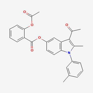 molecular formula C27H23NO5 B11679803 3-acetyl-2-methyl-1-(3-methylphenyl)-1H-indol-5-yl 2-(acetyloxy)benzoate 