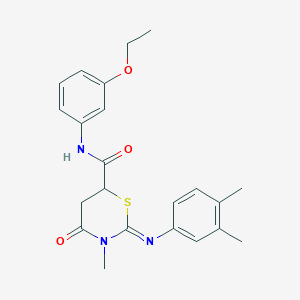 molecular formula C22H25N3O3S B11679904 (2E)-2-[(3,4-dimethylphenyl)imino]-N-(3-ethoxyphenyl)-3-methyl-4-oxo-1,3-thiazinane-6-carboxamide 